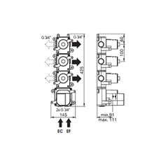 Horus Minoé Contemporary Collection - Insert Box for Thermostatic Mixer with 3 Outlets. - Private: Technical Basic Raw Materials 81.593-BT
