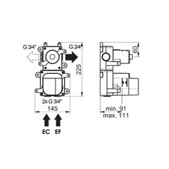 Horus Minoé Contemporary Collection - Insert Box for Thermostatic Mixer with 1 Outlet. - Private: Technical Basic Raw Materials 81.591-BT