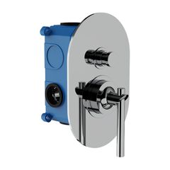Horus Minoé Contemporary Collection - Concealed Wall Mounted Manual Mixing Shower Valve with Diverter - Satin Brass 49.701-LS
