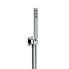 Horus Echo Equinox316 Collection - Wall Union Shower Set with Solidbrass Handshower, Wall Hook, Design Flexible Hose on Swivel Nut - Metal Gun 43.591-CF