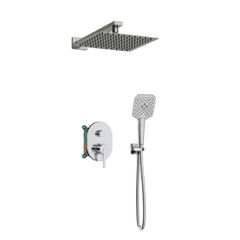 Orabella Marea - Shower set εντοιχισμού με Μπαταρία λουτρού, εντοιχισμού 2 σημείων, κεφαλή 250x250 με βραχίονα και τηλέφωνο ντουζ με σπιράλ και επιτοίχειο στήριγμα Χρωμέ 10406