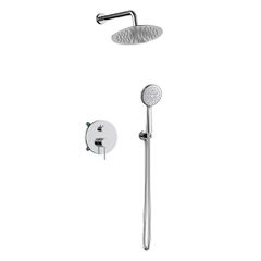 Orabella Preciosa - Shower set εντοιχισμού με Μπαταρία λουτρού, εντοιχισμού 2 σημείων, κεφαλή Φ250 με βραχίονα και τηλέφωνο ντουζ με σπιράλ και επιτοίχειο στήριγμα Χρωμέ 10393
