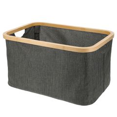 Καλάθι Αποθήκευσης Polyester με Bamboo 45x30x24.5cm Deep Grey MRShome DF-0072000