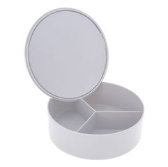 Κουτί Αποθήκευσης PP με Καθρέπτη Φ15x5.5cm White MRShome DF-0060003