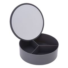 Κουτί Αποθήκευσης PP με Καθρέπτη Φ15x5.5cm Cool Grey-10C MRShome DF-0060002