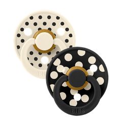BIBS - Pacifier Studio Colour 2 PACK Polka Latex - Ivory/Black - Size 1 / Baby and Children