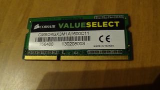 Μνήμη RAM Corsair ValueSelect DDR3 SO‑DIMM 4GB για Laptop