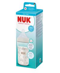 Nuk Perfect Match Rainbow Μπιμπερό Γυάλινο Temperature Control 230ml Με Θηλή Σιλικόνης 3+m