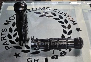 ΧΕΡΟΥΛΙΑ GRIP ΚΟΚΚΑΛΟ ΓΚΑΖΙΟΥ ΜΑΥΡΟ 22mm Custom project Cafe Racer Tracker chopper bobber RetroMoto !!!