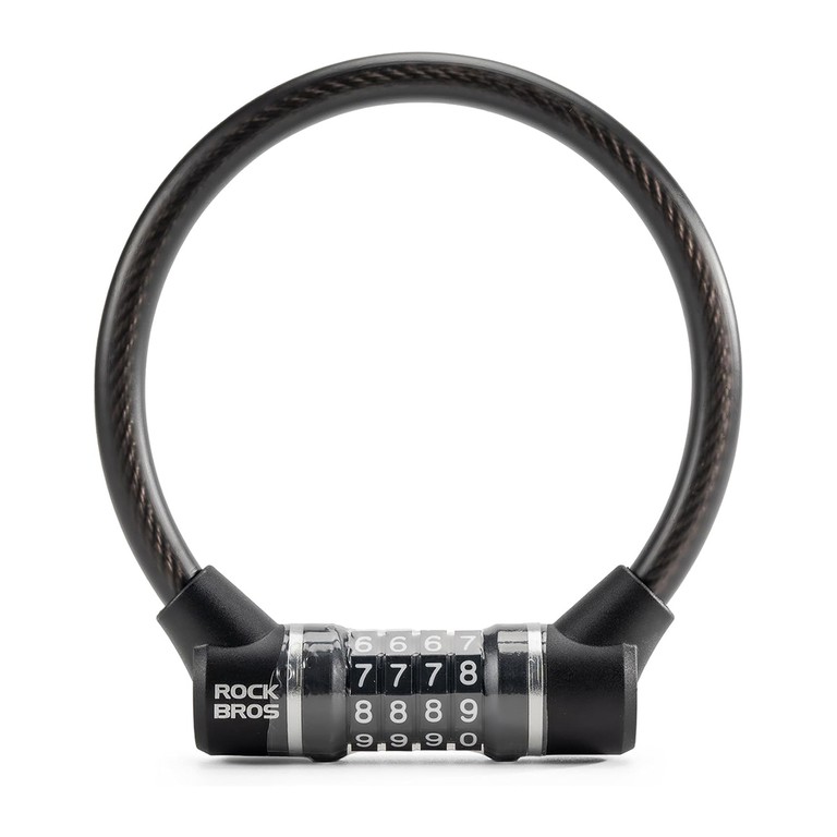 Rockbros 87639-4 bicycle lock with code and steel cable - black