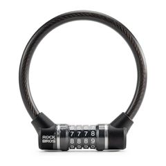 Rockbros 87639-4 bicycle lock with code and steel cable - black-thumb-0