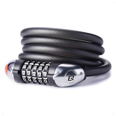 Rockbros RKS531 bicycle lock with 5-digit code, steel cable, 120 cm, with LED lighting - black