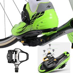Rockbros LP-RD2BK Shimano SPD-SL Road Pedals with Yellow Cleats - Black and Silver-thumb-3