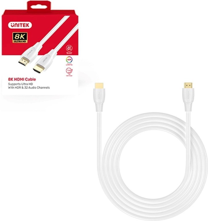 UNITEK HDMI 2.1 8K HDR Cable, White, 5m