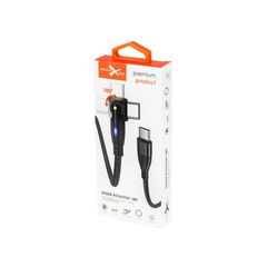 Καλώδιο Fast Charging USB C σε USB C Extremestyle Spider ROTATION 180 Power Delivery 60W 1.5m (Μαύρο Πλεκτό) KAB000355