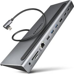 Axagon USB-C Docking Station με HDMI/DisplayPort 4K PD Ethernet και σύνδεση 3 Οθονών Γκρι (HMC-4KX3)
