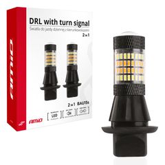 Amio - PY21W 12V BAU15s DRL 2 ΣΕ 1 ΛΕΥΚΟ/ΠΟΡΤΟΚΑΛΙ CAN-BUS 2x96 SMD 3014 2ΤΕΜ. (02451/AM)