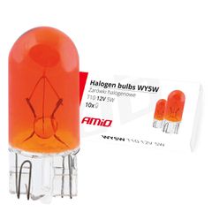 Amio – WY5W T10 W2.1x9.5d 12V 5W Λαμπτήρας Αλογόνου Amber για Φλας / Φώτα Σήμανσης Αυτοκινήτου – 1 Τεμ. (01478/AM)