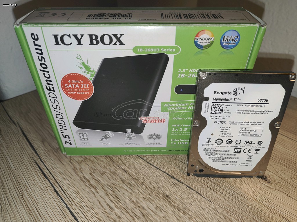 Hdd 2.5 500GB+Θήκη Icybox