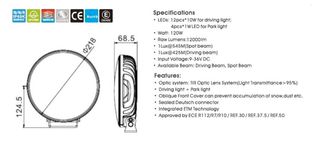 LED Προβολέας 10-30 Volt Υψηλής Ισχύος 120W Πορτοκαλί / Λευκό ø218mm IP68 SLIM-thumb-8