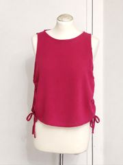 H&M Divided Κερασί Αμάνικο Crop Top με Σούρες στα Πλάγια ( – S/M)