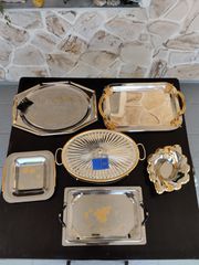 Σετ 6 Τμχ vintage επάργυροα και inox 24Κ χρυσό σκεύη σερβιρίσματος (1990) αμεταχειριστα .