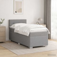 Κρεβάτι box spring με στρώμα Ανοιχτό γκρι 90 x 190 cm Ύφασμα 3450369