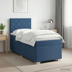 Κρεβάτι box spring με στρώμα Μπλε 90 x 190 cm Ύφασμα 3450382