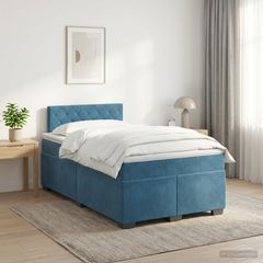 Κρεβάτι box spring με στρώμα Σκούρο Μπλε 120 x 200 cm Βελούδο 3450690