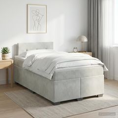 Κρεβάτι box spring με στρώμα Ανοιχτό γκρι 120 x 200 cm Βελούδο 3450692