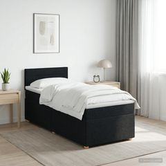 Κρεβάτι box spring με στρώμα Μαύρο 90 x 200 cm Ύφασμα 3450862
