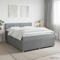 Κρεβάτι box spring με στρώμα Ανοιχτό γκρι 140 x 190 cm Ύφασμα 3451461