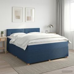 Κρεβάτι box spring με στρώμα Μπλε 140 x 190 cm Ύφασμα 3451467