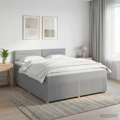 Κρεβάτι box spring με στρώμα Ανοιχτό γκρι 140 x 200 cm Ύφασμα 3451475