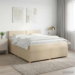 Κρεβάτι box spring με στρώμα Κρεμ 140 x 200 cm Ύφασμα 3451487