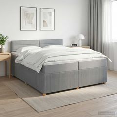 Κρεβάτι box spring με στρώμα Ανοιχτό γκρι 200 x 200 cm Ύφασμα 3451538