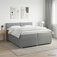 Κρεβάτι box spring με στρώμα Ανοιχτό γκρι 200 x 200 cm Ύφασμα 3451552