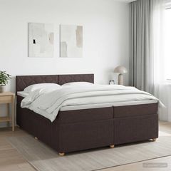 Κρεβάτι box spring με στρώμα Σκούρο Καφέ 200 x 200 cm Ύφασμα 3451555
