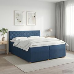 Κρεβάτι box spring με στρώμα Μπλε 200 x 200 cm Ύφασμα 3451558