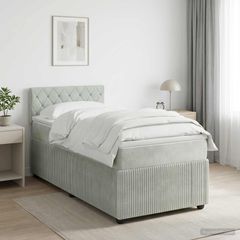 Κρεβάτι box spring με στρώμα Ανοιχτό γκρι 80 x 200 cm Βελούδο 3451559