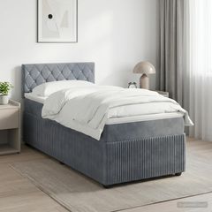 Κρεβάτι box spring με στρώμα Σκούρο Γκρι 80 x 200 cm Βελούδο 3451560