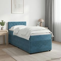 Κρεβάτι box spring με στρώμα Σκούρο Μπλε 80 x 200 cm Βελούδο 3451563