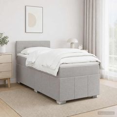 Κρεβάτι box spring με στρώμα Ανοιχτό γκρι 90 x 200 cm Ύφασμα 3452586