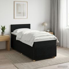 Κρεβάτι box spring με στρώμα Μαύρο 90 x 200 cm Ύφασμα 3452836