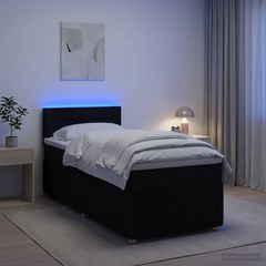 Κρεβάτι box spring με στρώμα Μαύρο 90 x 200 cm Ύφασμα 3452836
