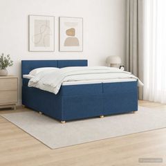 Κρεβάτι box spring με στρώμα Μπλε 200 x 200 cm Ύφασμα 3453015