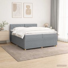 Κρεβάτι box spring με στρώμα Ανοιχτό γκρι 200 x 200 cm Ύφασμα 3453016