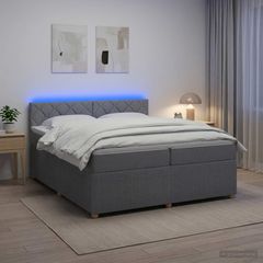Κρεβάτι box spring με στρώμα Ανοιχτό γκρι 200 x 200 cm Ύφασμα 3453016
