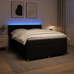 Κρεβάτι box spring με στρώμα Μαύρο 200 x 200 cm Ύφασμα 3453018