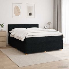 Κρεβάτι box spring με στρώμα Μαύρο 200 x 200 cm Ύφασμα 3453018